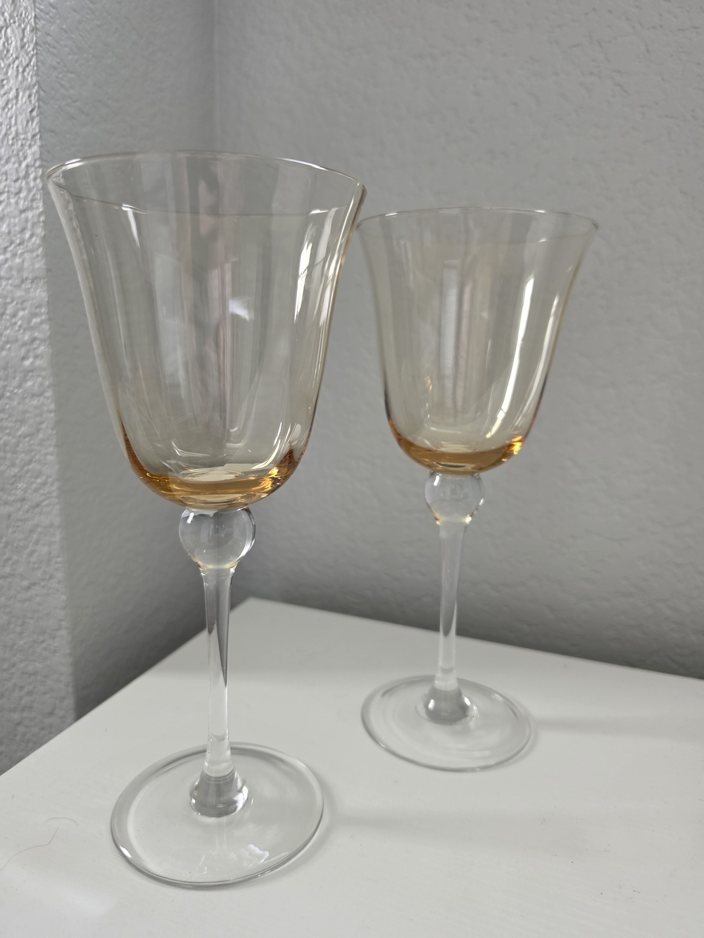 Vintage Amber Wine Glasses - Set of 2